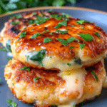 Chicken Patties with spinach and creamy cheese sauce