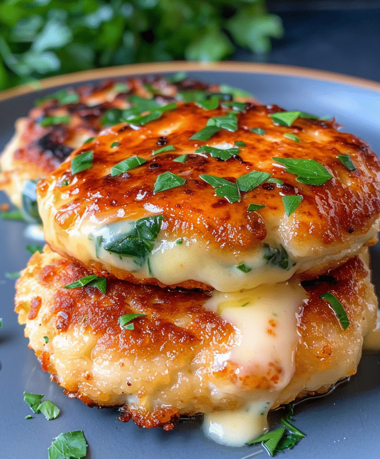Chicken Patties with spinach and creamy cheese sauce