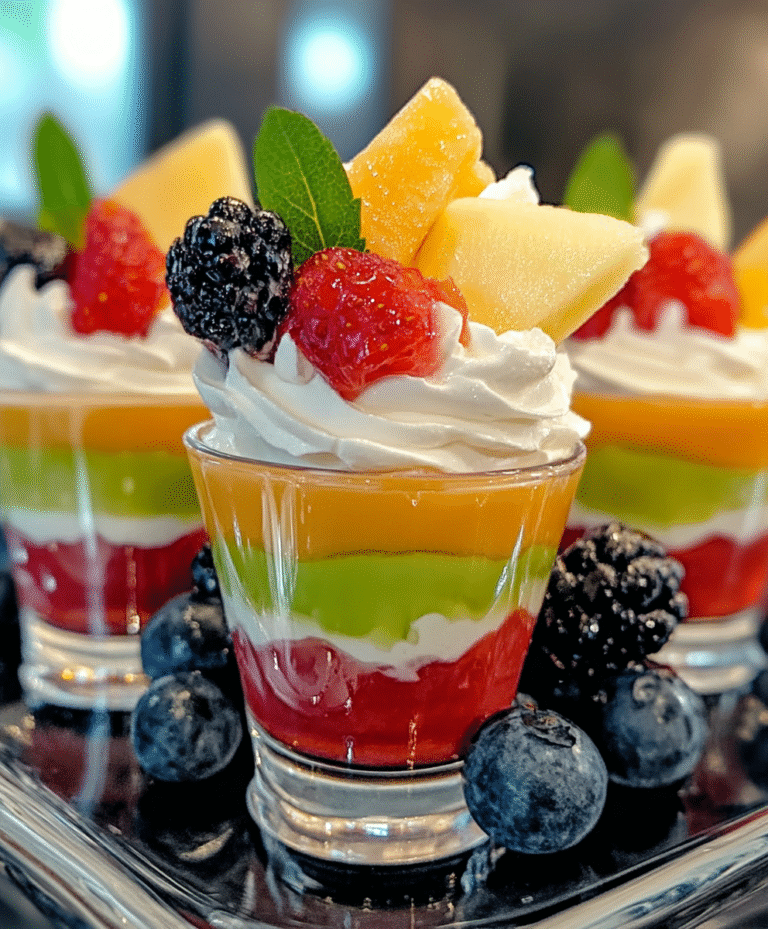 Colorful Desserts in Cups with Cream and Fresh Fruits, featuring layers of creamy, velvety textures topped with a vibrant assortment of seasonal fruits.