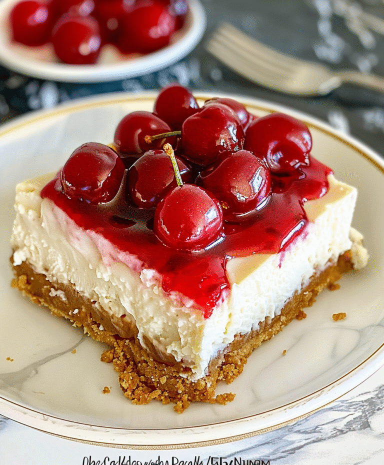 NO-BAKE CHERRY CHEESECAKE BARS WITH WHIPPED CREAM TOPPING