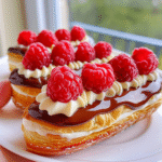 No Bake Eclairs with raspberry mousse and white chocolate
