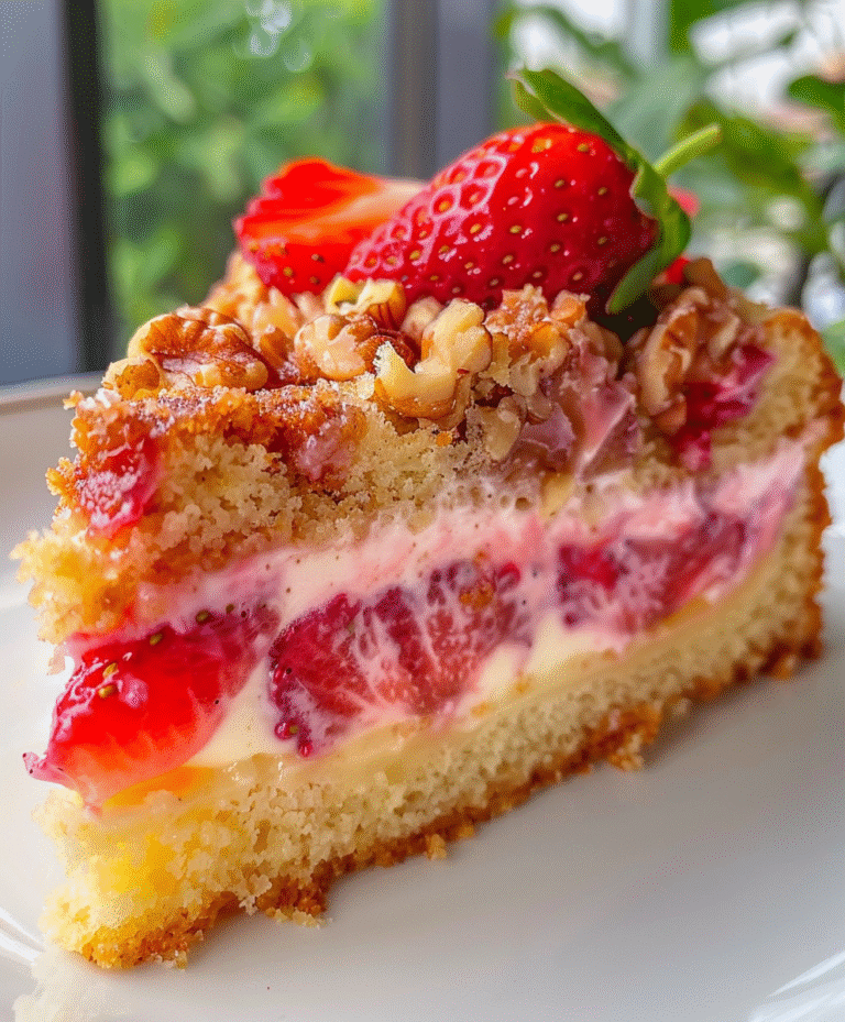 Strawberry Yeast Cake with crumb topping