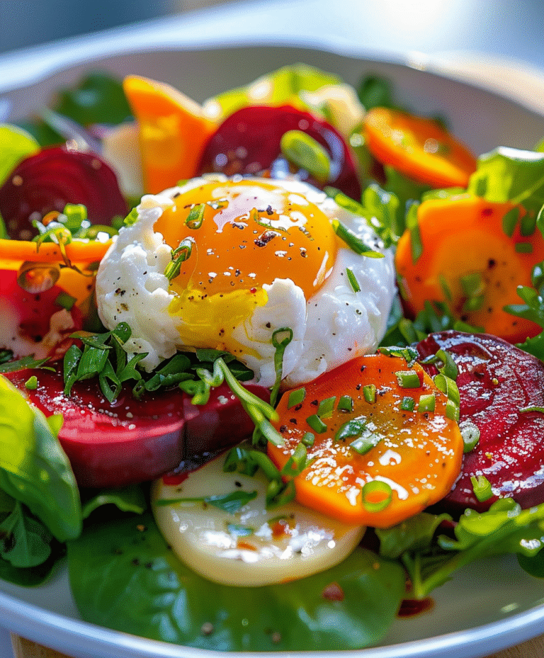salad with roasted beets, carrots, and creamy burrata cheese on fresh greens